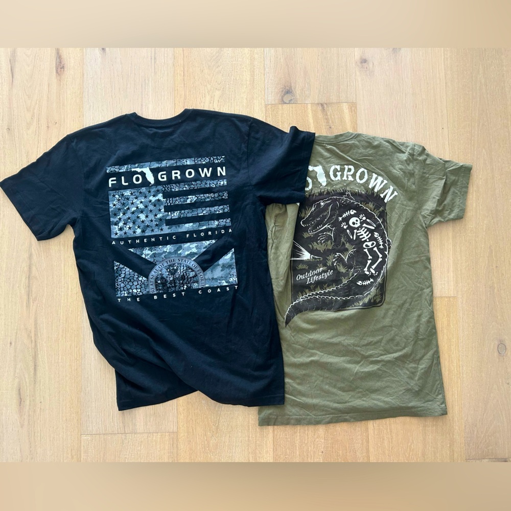 2 Flo Grown Black Tee Shirts - Men’s Medium